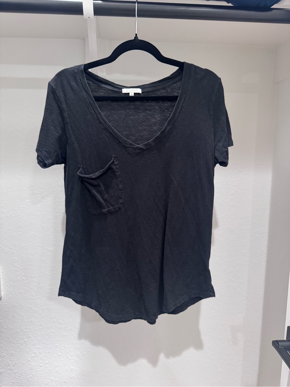 Z Supply Black V-Neck Pocket Tee